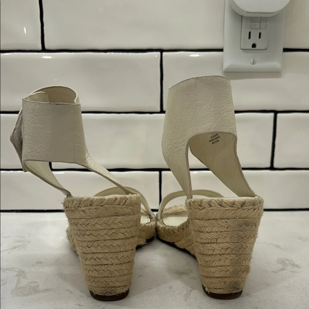 Vince Camuto Levista Women's Espadrilles Vanilla Leather Wedge Sandals Wide